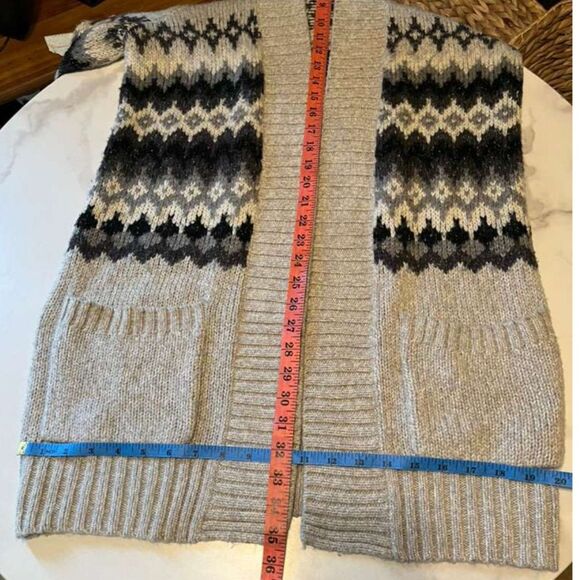Sonoma Life + Style Fair Isle Open Front Cardigan Gray Black Knit Women’s M - Picture 6 of 13